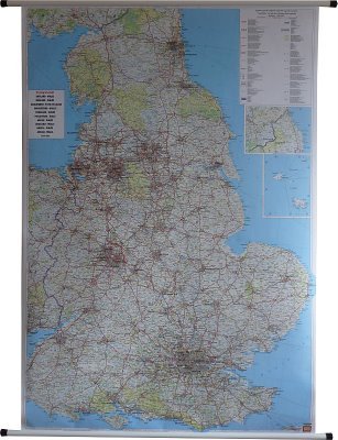 Anglia i Walia. Mapa ścienna samochodowa 1:400 000 Opracowanie zbiorowe