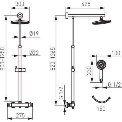 Anima zestaw prysznicowy ścienny termostatyczny z deszczownicą złoty FDesign FD5-ANA-7U-55 Inna marka