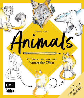 Animals - 25 Tiere zeichnen mit Watercolor-Effekt Edition Michael Fischer