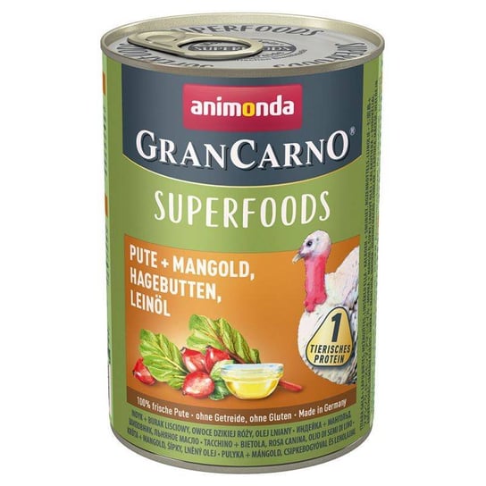 ANIMONDA GranCarno Superfoods Adult Dog Indyk, burak liściowy, owoce dzikiej róży, olej lniany 400g Animonda