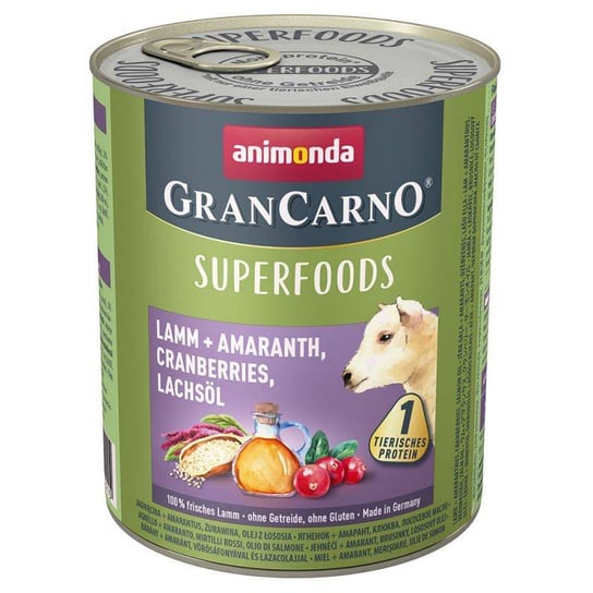 ANIMONDA GranCarno Superfoods Adult Dog Jagnięcina, amarantus, żurawina, olej z łososia 800g Animonda