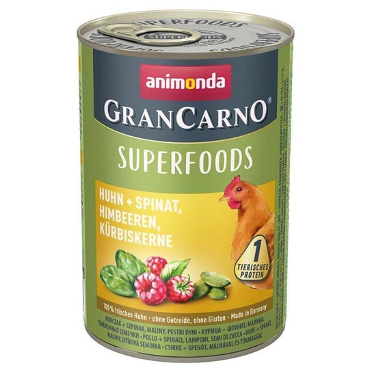 ANIMONDA GranCarno Superfoods Adult Dog Kurczak, szpinak, maliny, pestki dyni 400g Animonda