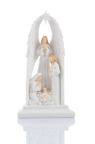 Anioł ze Świętą Rodziną podświetlenie LED Kolekcja Bianco ANIOŁ STRÓŻ świecący ANIOŁ Boże Narodzenie Święte Miasto