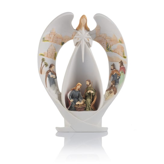 ANIOŁ ze Świętą Rodziną podświetlenie LED kolekcja Bianco ŚWIĘTA RODZINA piękny PREZENT Święte Miasto