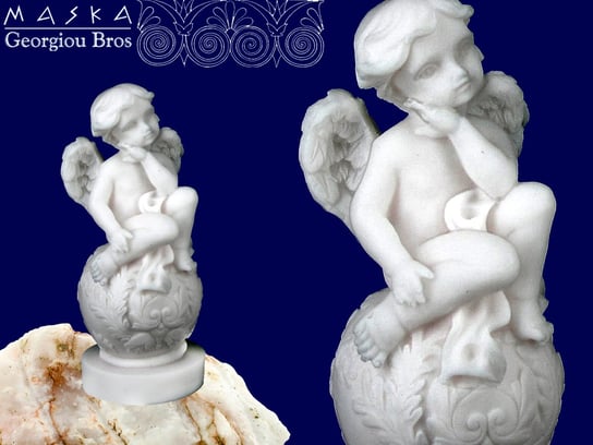 Aniołek siedzący na kuli -alabaster grecki MASKA