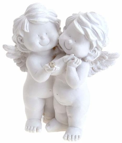 Anioły, figurka aniołków na szczęście, biały, 13,5x12x8 cm Broyx