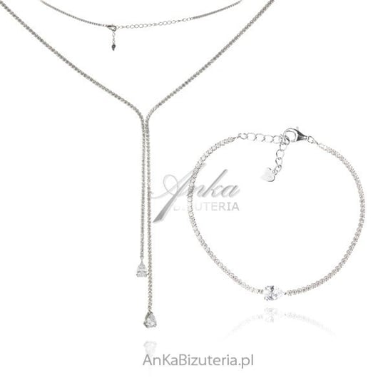 AnKa Biżuteria, Biżuteria ślubna naszyjnik i bransoletka srebrna z c AnKa Biżuteria