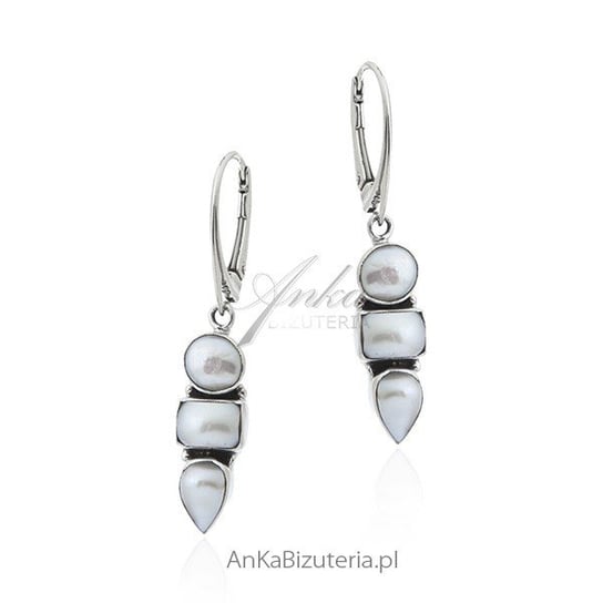 AnKa Biżuteria, Biżuteria srebrna - Kolczyki srebrne z białymi pere AnKa Biżuteria