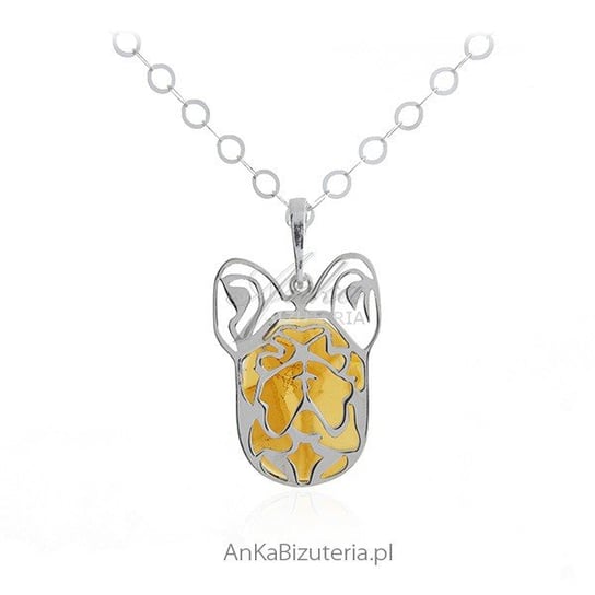 AnKa Biżuteria, Biżuteria srebrna z bursztynem - buldog francuski - AnKa Biżuteria