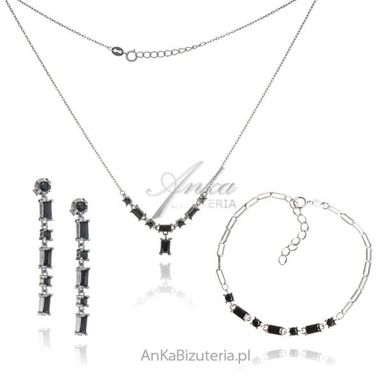 AnKa Biżuteria, Biżuteria srebrna z czarnymi cyrkoniami - Komplet ko AnKa Biżuteria