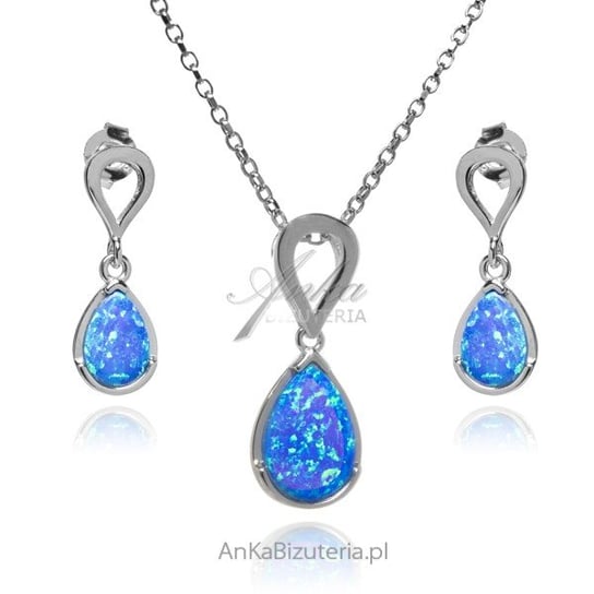 AnKa Biżuteria, Biżuteria srebrna z niebieskim opalem - komplet AnKa Biżuteria
