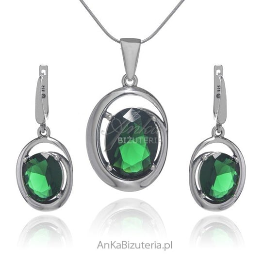AnKa Biżuteria, Biżuteria srebrna z zieloną cyrkonią - Komplet NATA AnKa Biżuteria