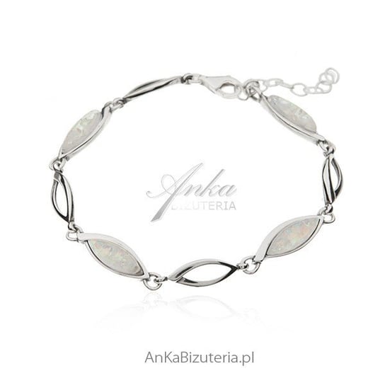 AnKa Biżuteria, Bransoletka srebrna z białym opalem syntetycznym AnKa Biżuteria