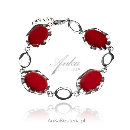 AnKa Biżuteria, Bransoletka srebrna z czerwonym kamieniem jubilerski AnKa Biżuteria