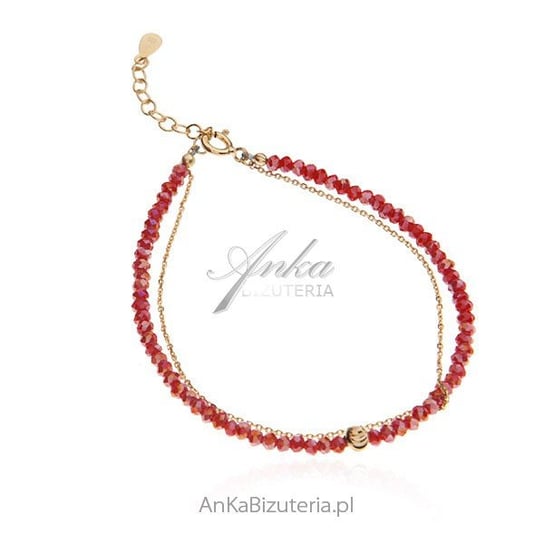 AnKa Biżuteria, Bransoletka srebrna z czerwonymi koralikami AnKa Biżuteria
