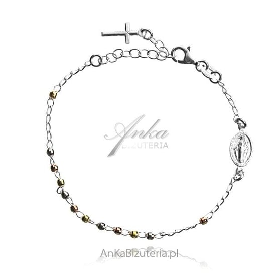 AnKa Biżuteria, Bransoletka srebrna z hematytami - różaniec z krzyż AnKa Biżuteria