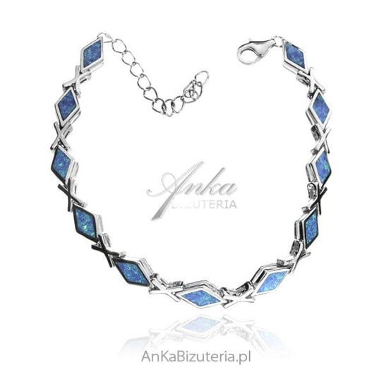 AnKa Biżuteria, Bransoletka srebrna z niebieskim opalem w romby - ŚL AnKa Biżuteria