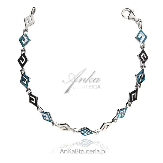 AnKa Biżuteria, Bransoletka srebrna z niebieskim opalem z greckim wz AnKa Biżuteria