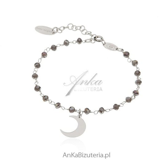 AnKa Biżuteria, Bransoletka srebrna z szarymi kryształkami i księżyc AnKa Biżuteria
