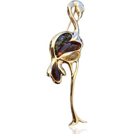 AnKa Biżuteria, Broszka srebrna FLAMING pozłacana z kolorowym burszt AnKa Biżuteria