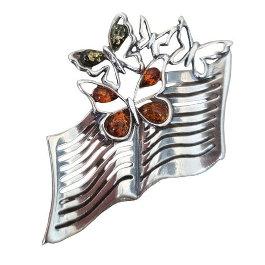 AnKa Biżuteria, Broszka srebrna - książka 3D z motylkami - Biżuteri AnKa Biżuteria