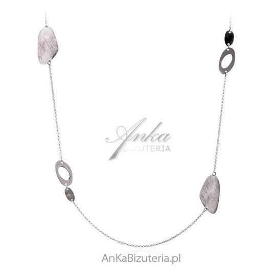 AnKa Biżuteria, Długi srebrny naszyjnik satynowany -Biżuteria artys AnKa Biżuteria