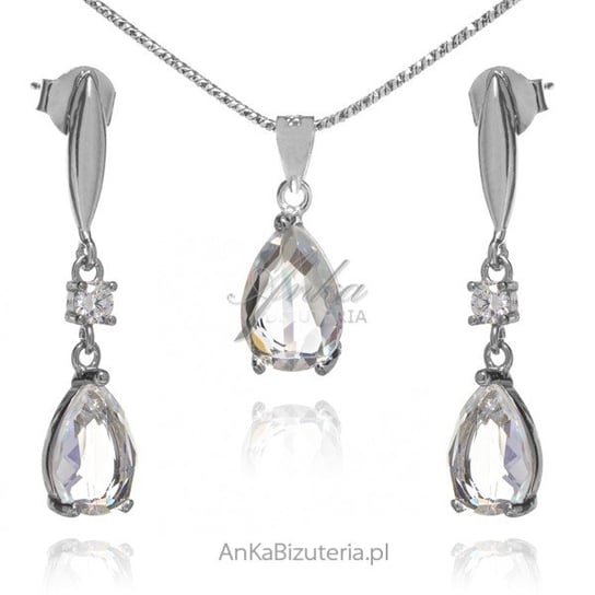 AnKa Biżuteria, Elegancka biżuteria srebrna komplet z kryształami A AnKa Biżuteria