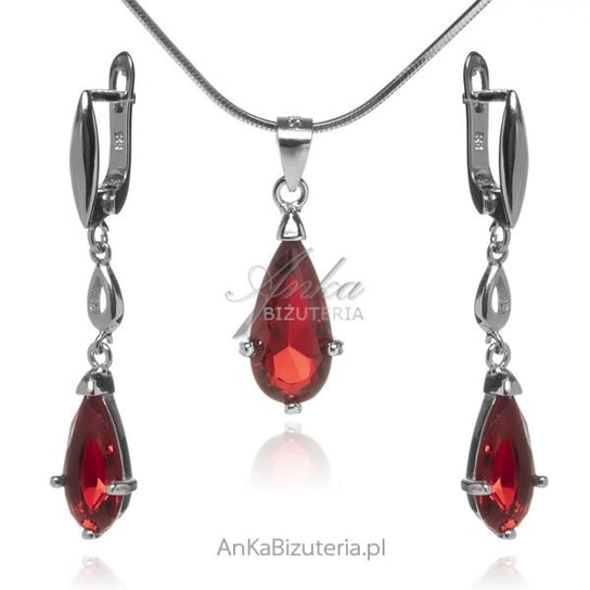AnKa Biżuteria, Elegancka biżuteria srebrna z czerwoną cyrkonią AnKa Biżuteria