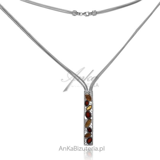 AnKa Biżuteria, Elegancki naszyjnik srebrny z bursztynem na włoskiej AnKa Biżuteria