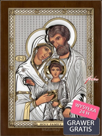 AnKa Biżuteria, Ikona Święta Rodzina - obrazek srebrny pozłacany 16, Inna marka