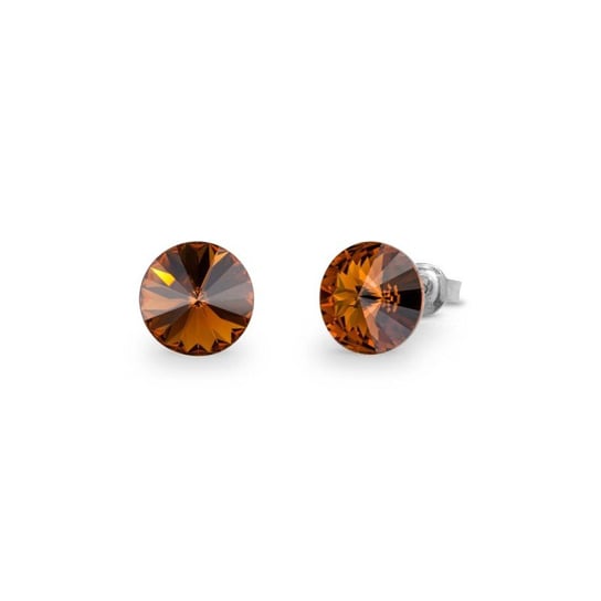 AnKa Biżuteria, Kolczyki srebrne swarovski candy studs w kolorze smoked topaz. ankabizuteria.pl