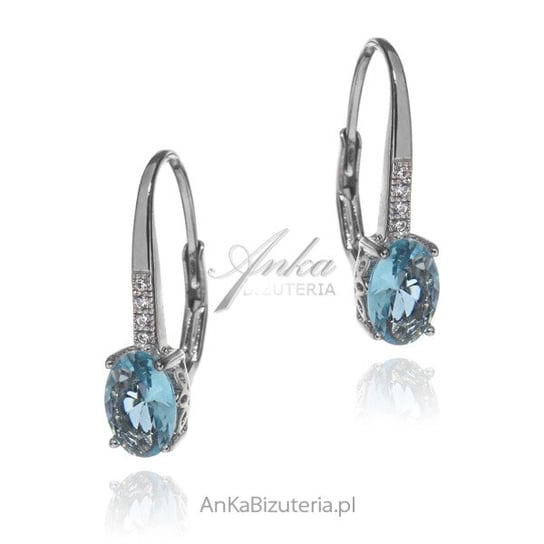 AnKa Biżuteria, Kolczyki srebrne z jasnoniebieską topazową  owalną AnKa Biżuteria