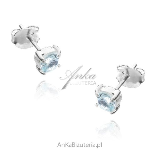AnKa Biżuteria, Kolczyki srebrne z naturalnym niebieskim topazem - s AnKa Biżuteria