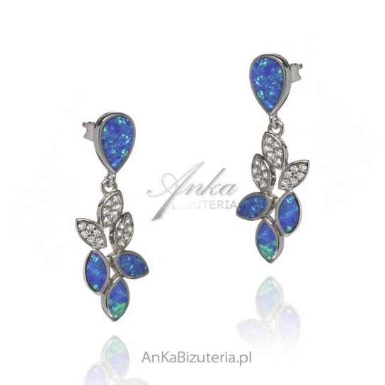 AnKa Biżuteria, Kolczyki srebrne z niebieskim opalem i cyrkoniami AnKa Biżuteria