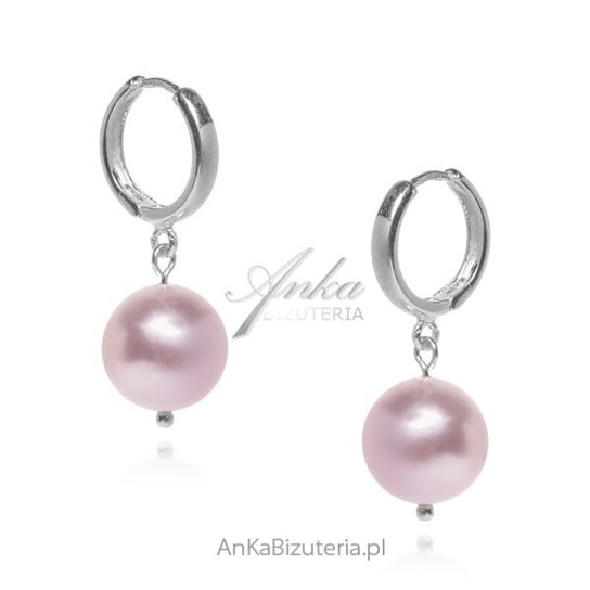 AnKa Biżuteria, Kolczyki srebrne z różową perłą Swarovski AnKa Biżuteria