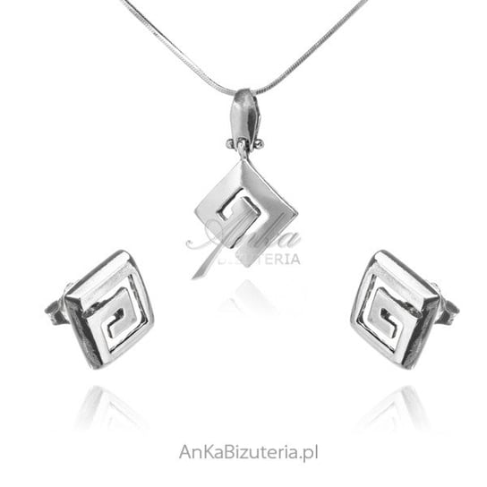 AnKa Biżuteria, Komplet biżuteria srebrna kwadratowy labirynt AnKa Biżuteria