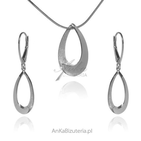 AnKa Biżuteria, Komplet biżuteria srebrna rodowana i satynowana AnKa Biżuteria