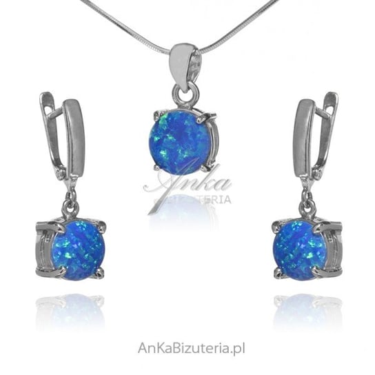 AnKa Biżuteria, Komplet biżuteria srebrna z niebieskim opalem AnKa Biżuteria
