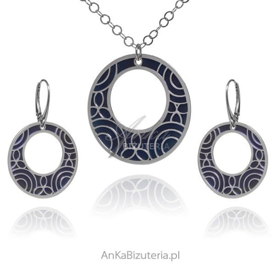 AnKa Biżuteria, Komplet biżuteria srebrna z tytanem okrągły AnKa Biżuteria