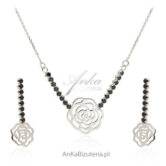 AnKa Biżuteria, Komplet biżuterii srebrnej z czarnymi cyrkoniamii - AnKa Biżuteria