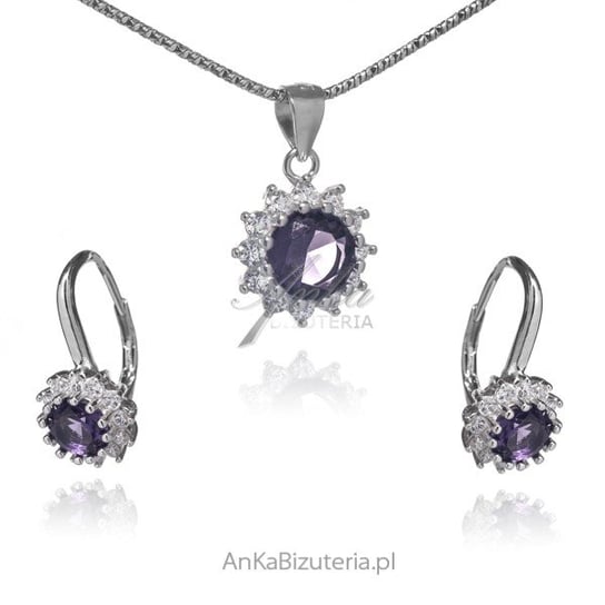 AnKa Biżuteria, Komplet biżuterii srebrnej z fioletową cyrkonią i ma AnKa Biżuteria