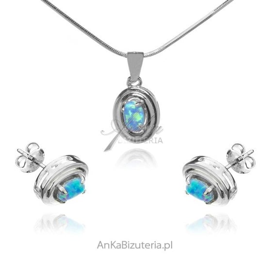 AnKa Biżuteria, Komplet biżuterii srebrnej z niebieskim opalem AnKa Biżuteria