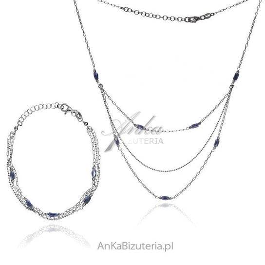 AnKa Biżuteria, Komplet biżuterii srebrnej z niebieskimi cyrkoniami AnKa Biżuteria