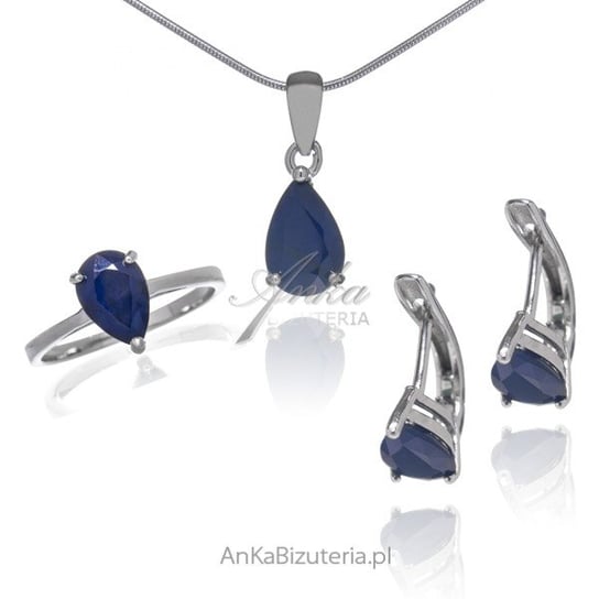 AnKa Biżuteria, Komplet biżuterii srebrnej z prawdziwym szafirem AnKa Biżuteria