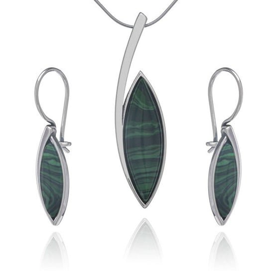AnKa Biżuteria, Komplet z biżuterią srebrną z zielonym malachitem AnKa Biżuteria