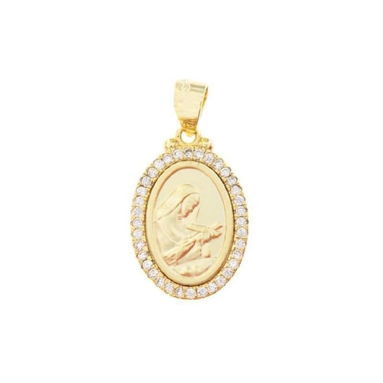 AnKa Biżuteria, Medalik srebrny pozłacany satynowany z białymi cyrko Inna marka