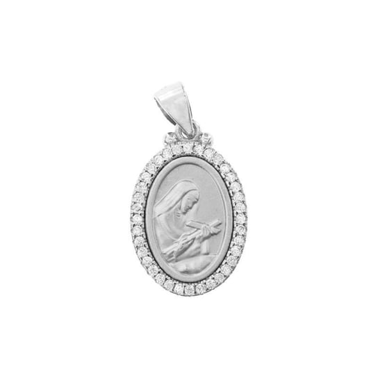 AnKa Biżuteria, Medalik srebrny satynowany z białymi cyrkoniami Św. Inna marka