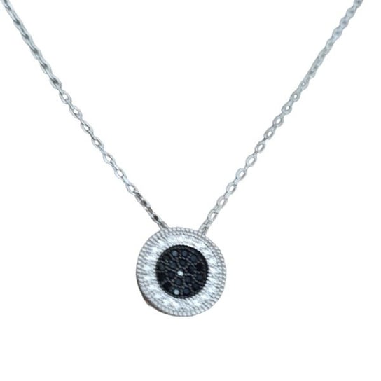 AnKa Biżuteria, Naszyjnik srebrny kółko z czarną i białą mikrocyrkon AnKa Biżuteria