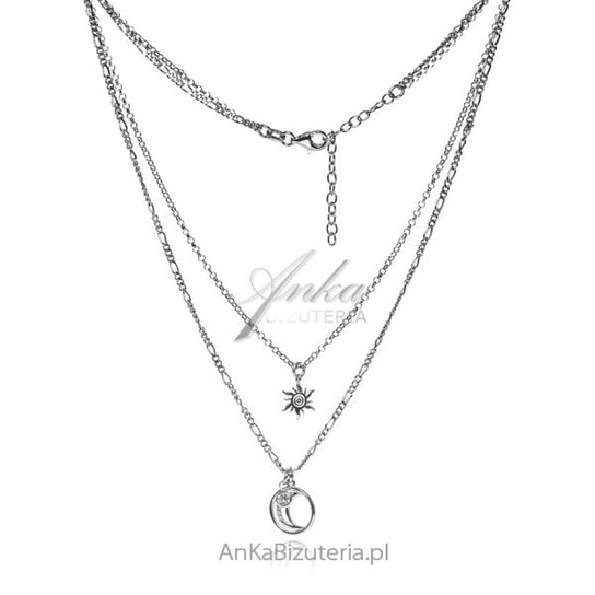 AnKa Biżuteria, Naszyjnik srebrny podwójny słońce i księżyc - modna AnKa Biżuteria