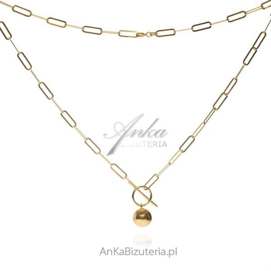 AnKa Biżuteria, Naszyjnik srebrny pozłacany Kulka z tibonem z łańc AnKa Biżuteria